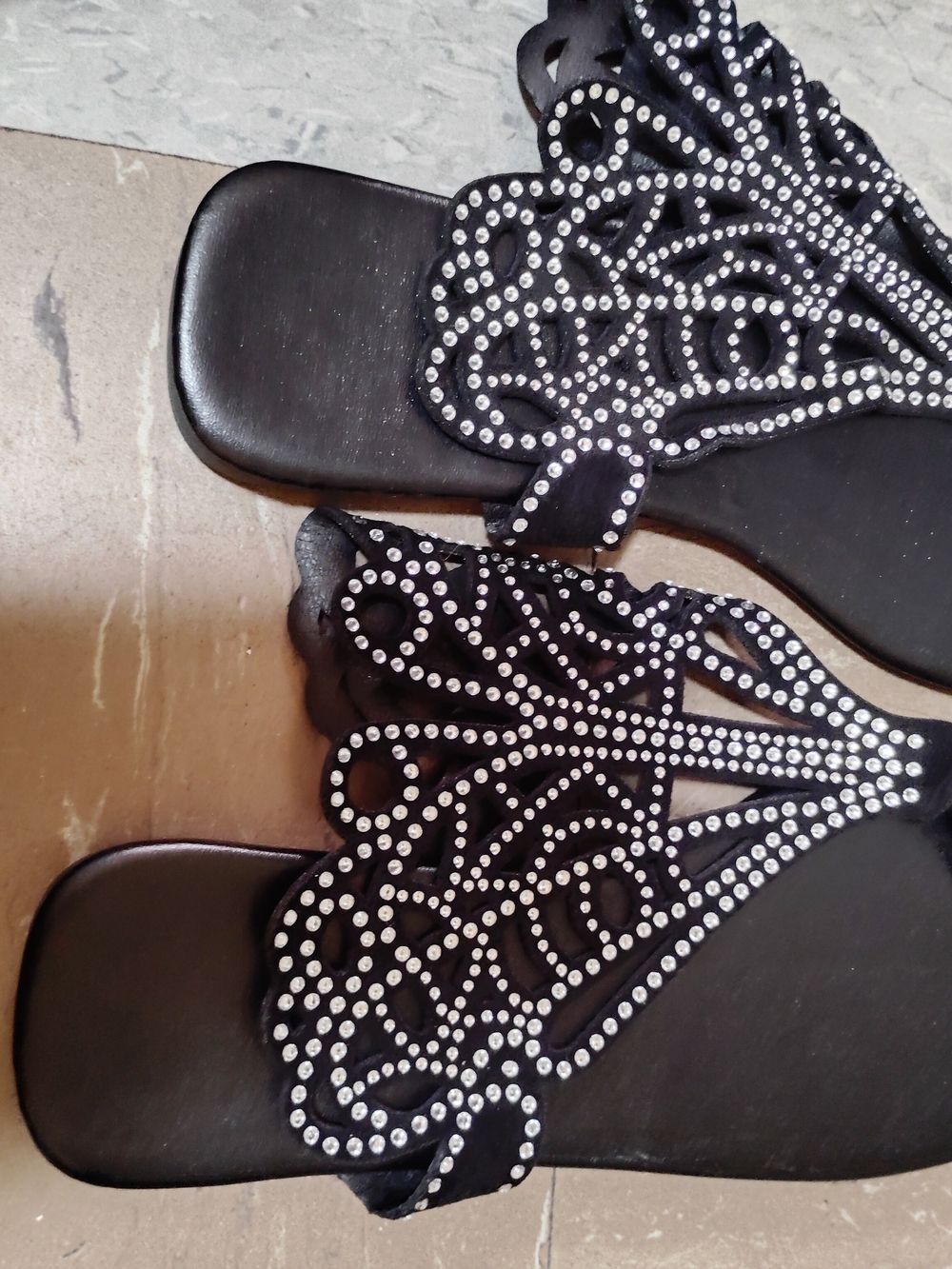 Black Embellished Women's Slide Sandals - Brand: